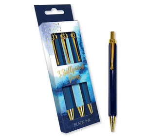 X3 stylos à bille bleu rétractable - Encre noire
