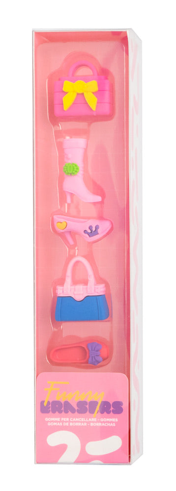 X5 gommes scolaires Erik – Girl Shopping Funny Ern­sers