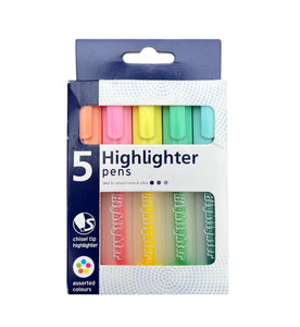 X5 surligneurs pastel à pointe biseautée – Couleurs douces
