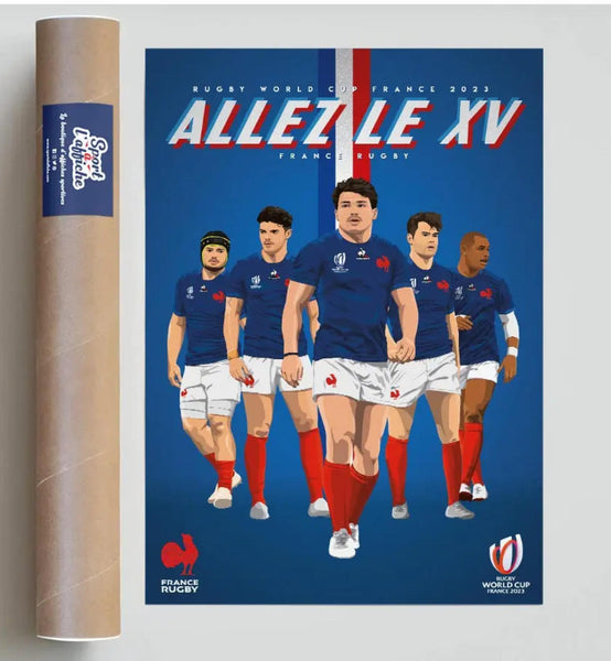 Affiche Poster " Allez le XV " Rugby World Cup 40X60cm Produit Officiel