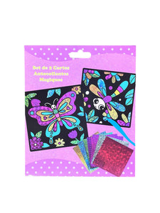 Set de 2 cartes autocollant magique papillon et libellule