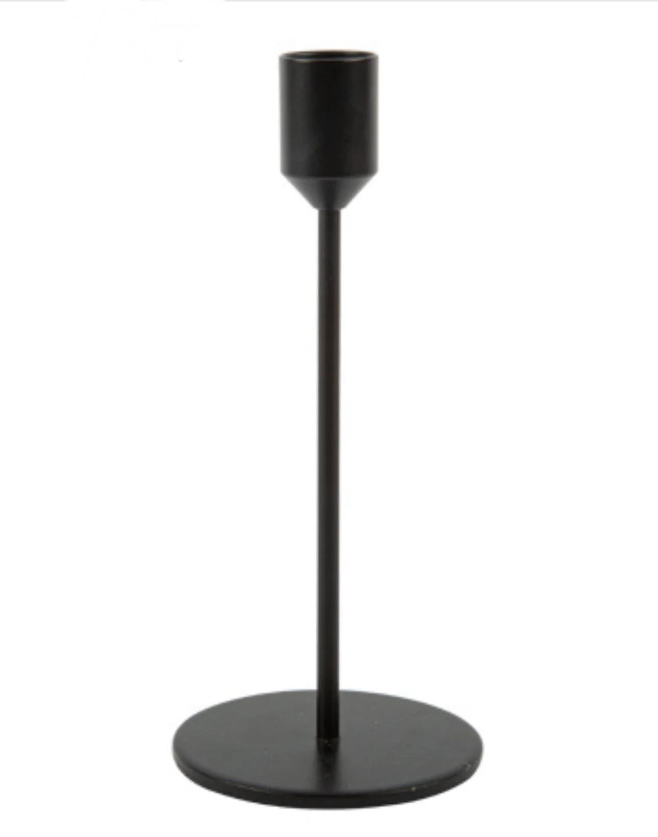 Bougeoir moderne en métal noir, socle plein 24cm