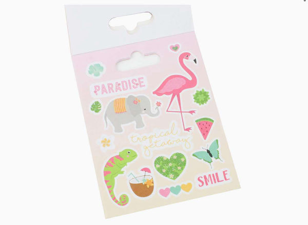 Livret 120 Stickers Autocollant Thème Animaux Tropical Vibes Dovecraft