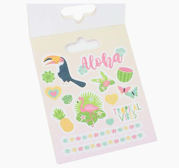 Livret 120 Stickers Autocollant Thème Animaux Tropical Vibes Dovecraft