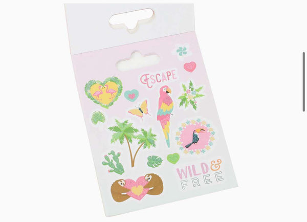 Livret 120 Stickers Autocollant Thème Animaux Tropical Vibes Dovecraft