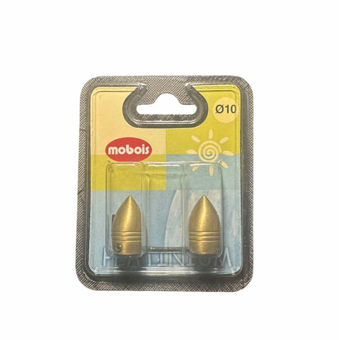 X2 Embouts pour tringles a rideaux Doré Mobois Laiton Mat diamètres 10mm