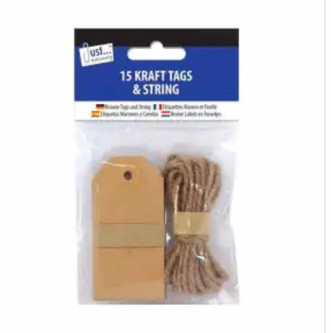 X15 Etiquettes + Ficelle de Jute Tallon