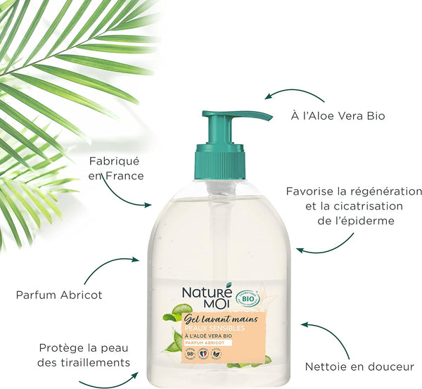 Gel Lavant Mains Naturé Moi Peaux Sensibles Savon Liquide Aloe Vera Bio Abricot 300ml