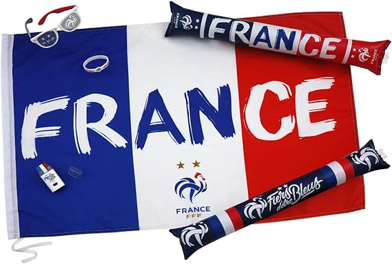 Kit du Supporter FFF Equipe De France Maquillages,Bracelet,Lunette,Drapeau,Ballon Gonflable