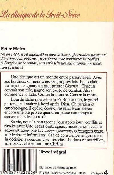 Livre - La Clinique De La Forêt-Noire - Peter Heim