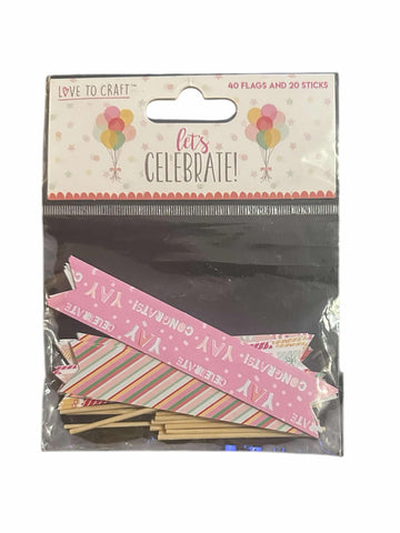 Mini Drapeaux Décorative Love To Craft 40 Flags and 20 Sticks