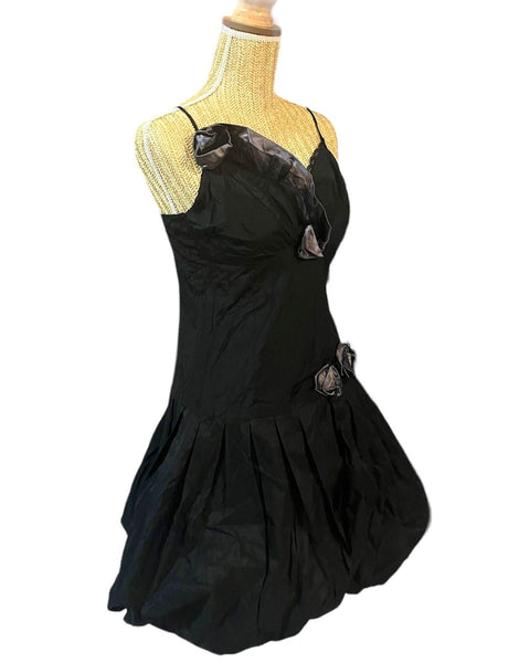 Robe de soirée noir a fleurs femme