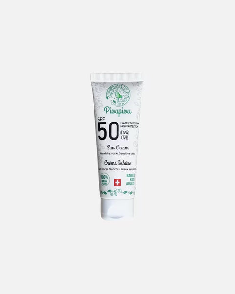 Crème Solaire Pioupiou Corps & Visage SPF50 Waterproof Haute Protection Sans Traces Blanches Adulte/Enfants/Bébé