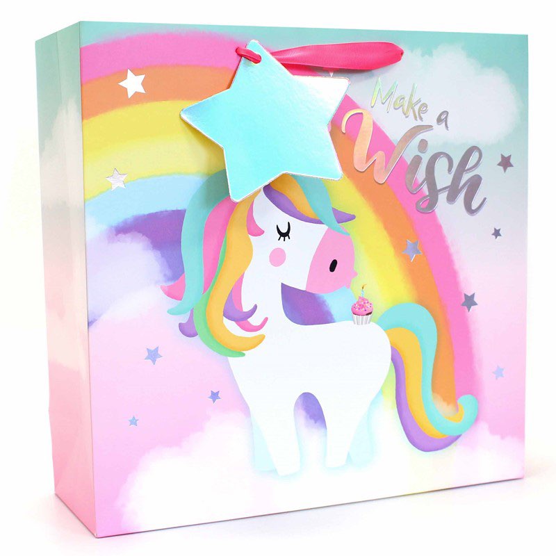 Sac Cadeaux Cartonné Licorne Tallon 42,5cmx42,5cm