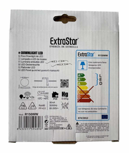 Spot Led Extrastar 9W à encastrer extra-plat (équivalent 72W) blanc chaud