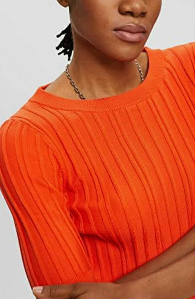 Pull Esprit cotelé a manches courtes Orange