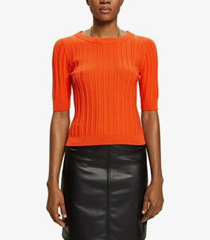 Pull Esprit cotelé a manches courtes Orange