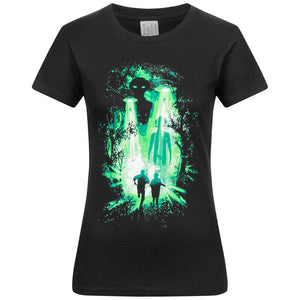 T-shirt Femme The X-Files Fox mulder et Dana scully Green Light Ufo