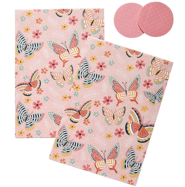 x2 Feuilles Wilko Papier Cadeau Papier Rose + 2 Étiquettes