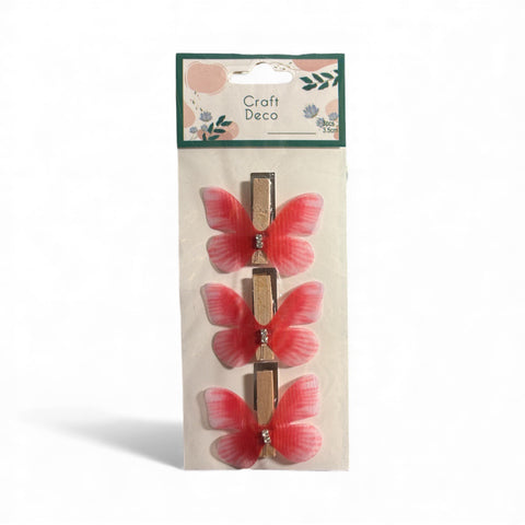 x3 Barrette Décorative Craft Déco Rose 3,5 cm