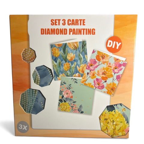 x3 Cartes à Diamanter – DIY Motif Floral