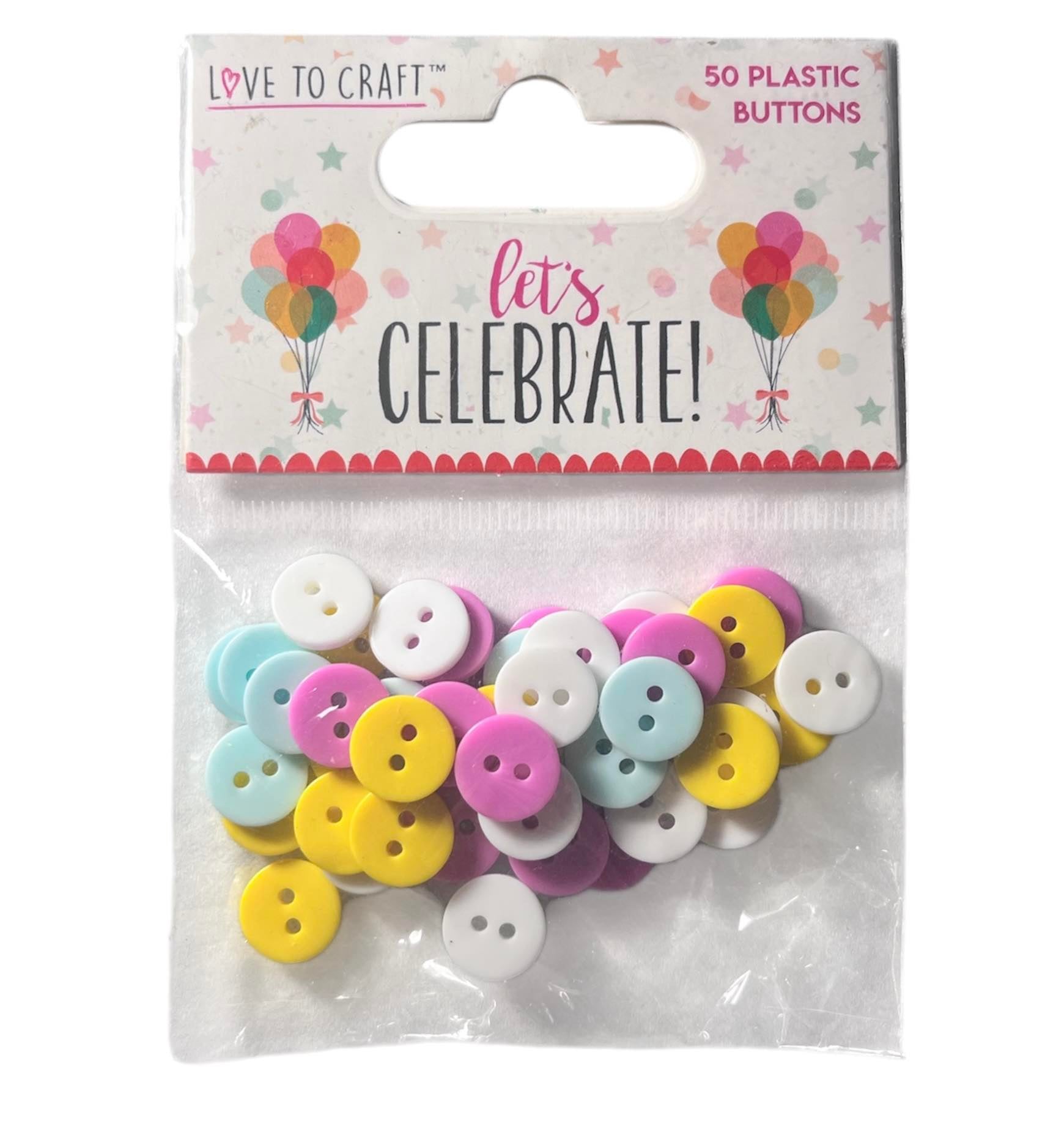 X50 Boutons de Couture Multicouleur Love to Craft Let's Celebrate