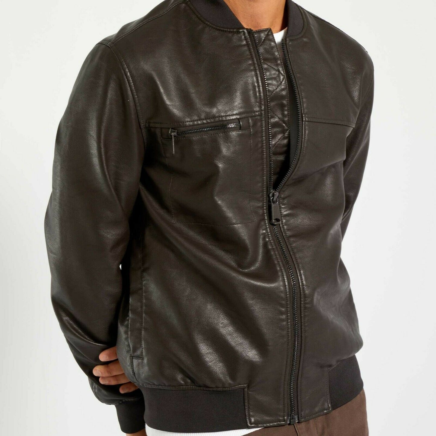 Veste en Simili Cuir Motard Homme