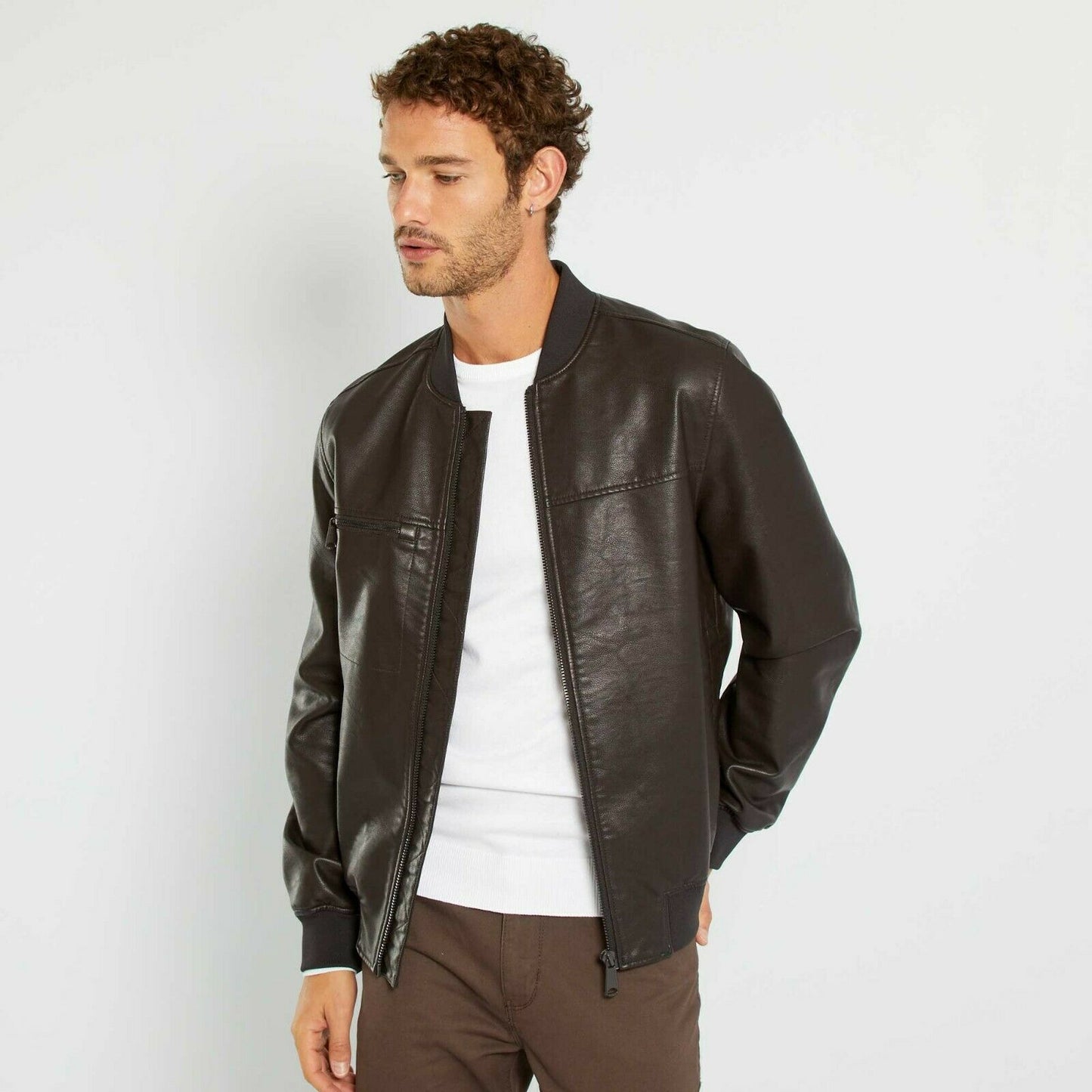 Veste en Simili Cuir Motard Homme