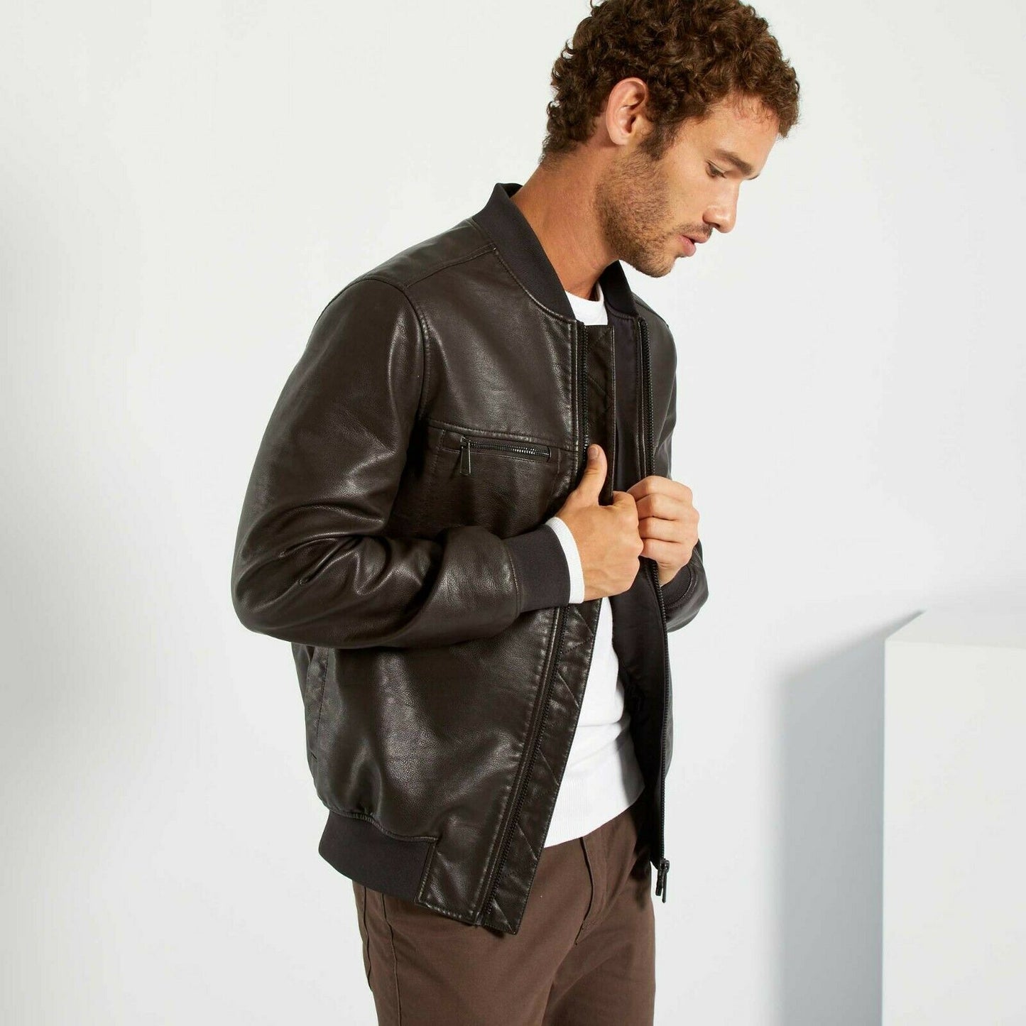 Veste en Simili Cuir Motard Homme